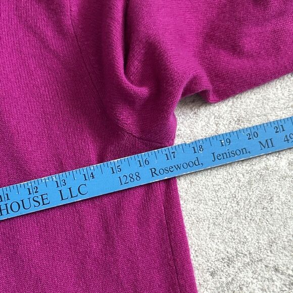 IN CASHMERE Cardigan Womens Medium Open Front Lightweight Fuchsia Pink Sweater - Picture 6 of 7